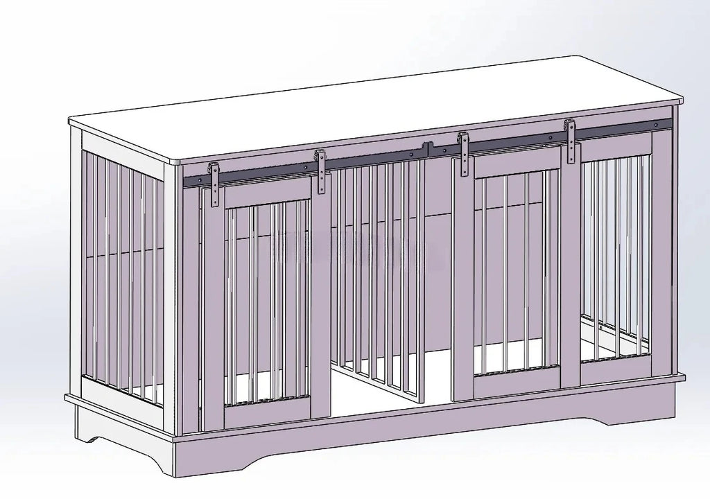 Large Dog Crate Furniture For 2 Dog Wood Dog Crate Cage Furniture With Removable Divider Sliding Door TV Stand Indoor Kennel