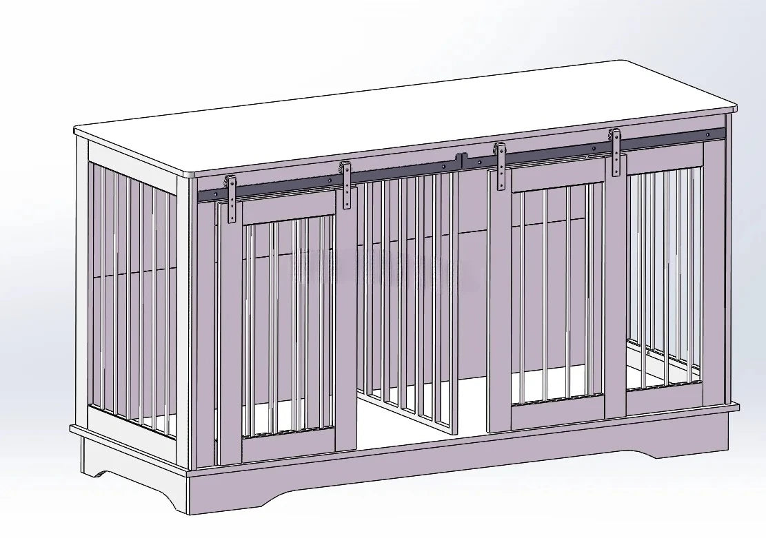 Large Dog Crate Furniture For 2 Dog Wood Dog Crate Cage Furniture With Removable Divider Sliding Door TV Stand Indoor Kennel