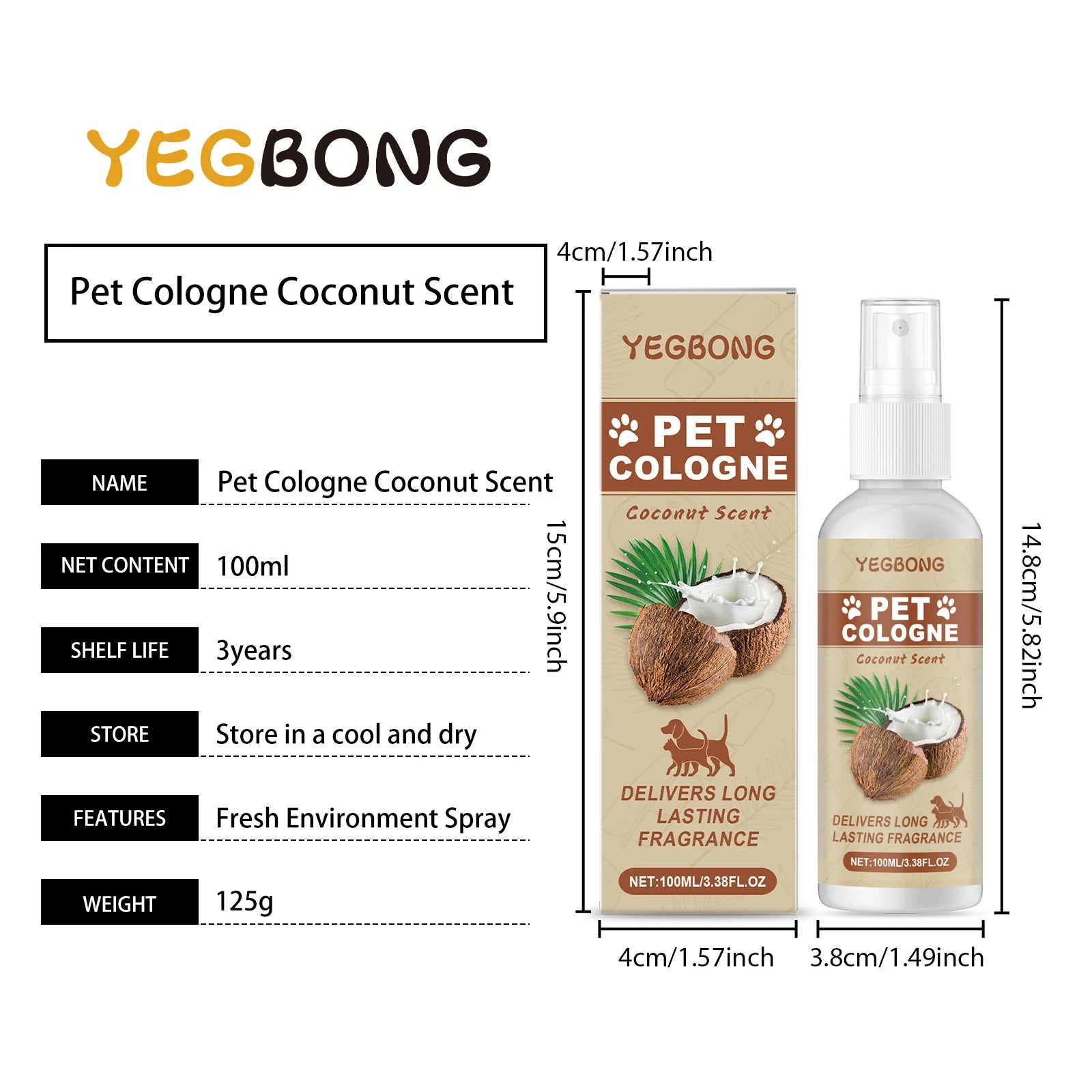 Coconut Scented Pet Odor Eliminator Spray, Indoor Freshening Spray for Cats and Dogs, Cleans and Eliminates Odors