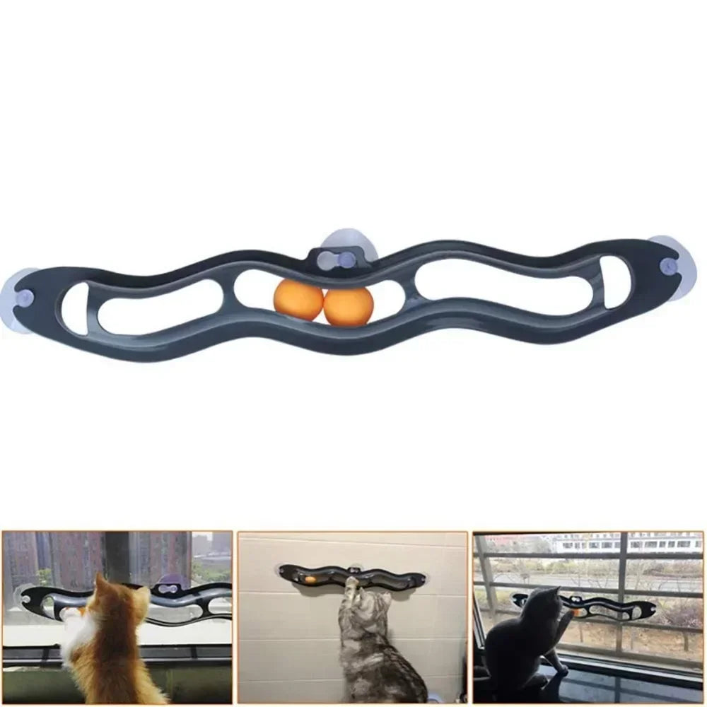 Window Track Cat Toy Interactive Cat Ball Toy with Suction Cup for Indoor Cats Kitten Exercise Play Chase Track Durable Safe