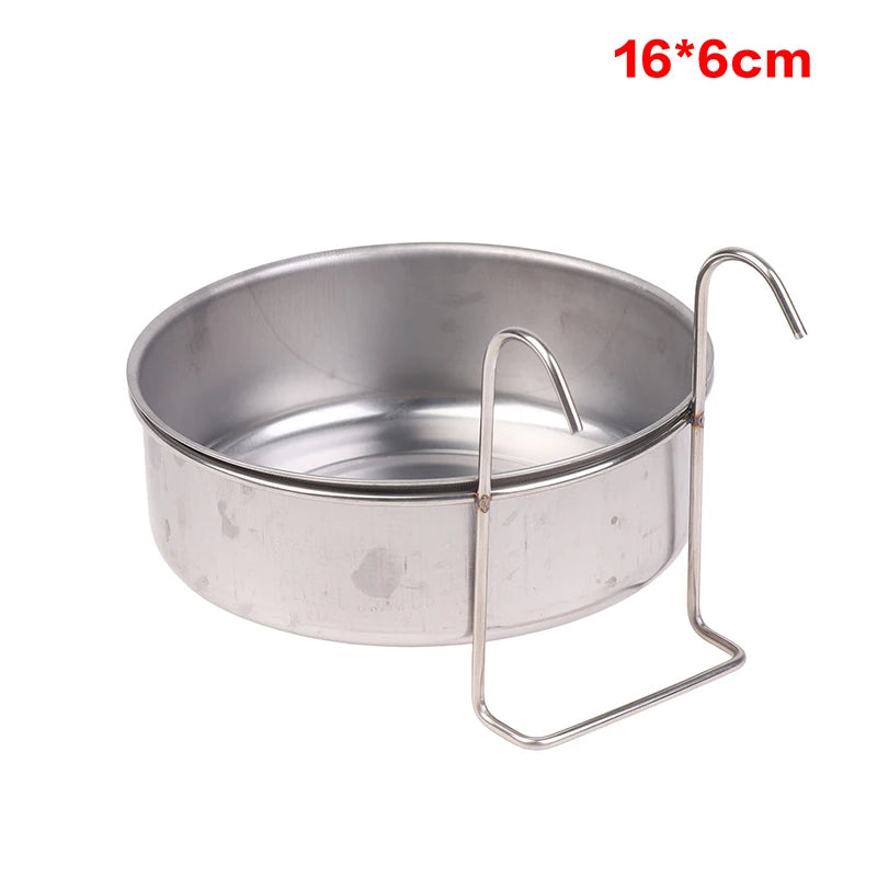 Crate Dog Cat Bowl Stainless Steel Hanging Pet Cage Bowl Food Water Feeder Coop Cup For Cat Puppy Birds Rats 5 Sizes