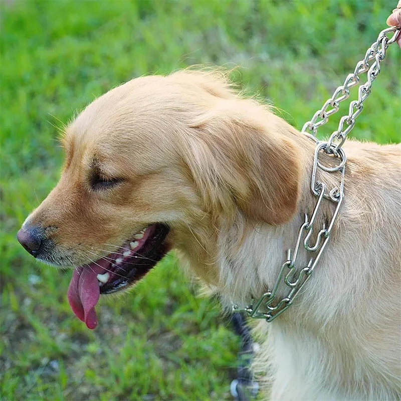 Dog Training Collar Adjustable Metal Choke Spike Chain with Rubber Tips Pet Supplies Prong Collar for Small Medium Large Dogs