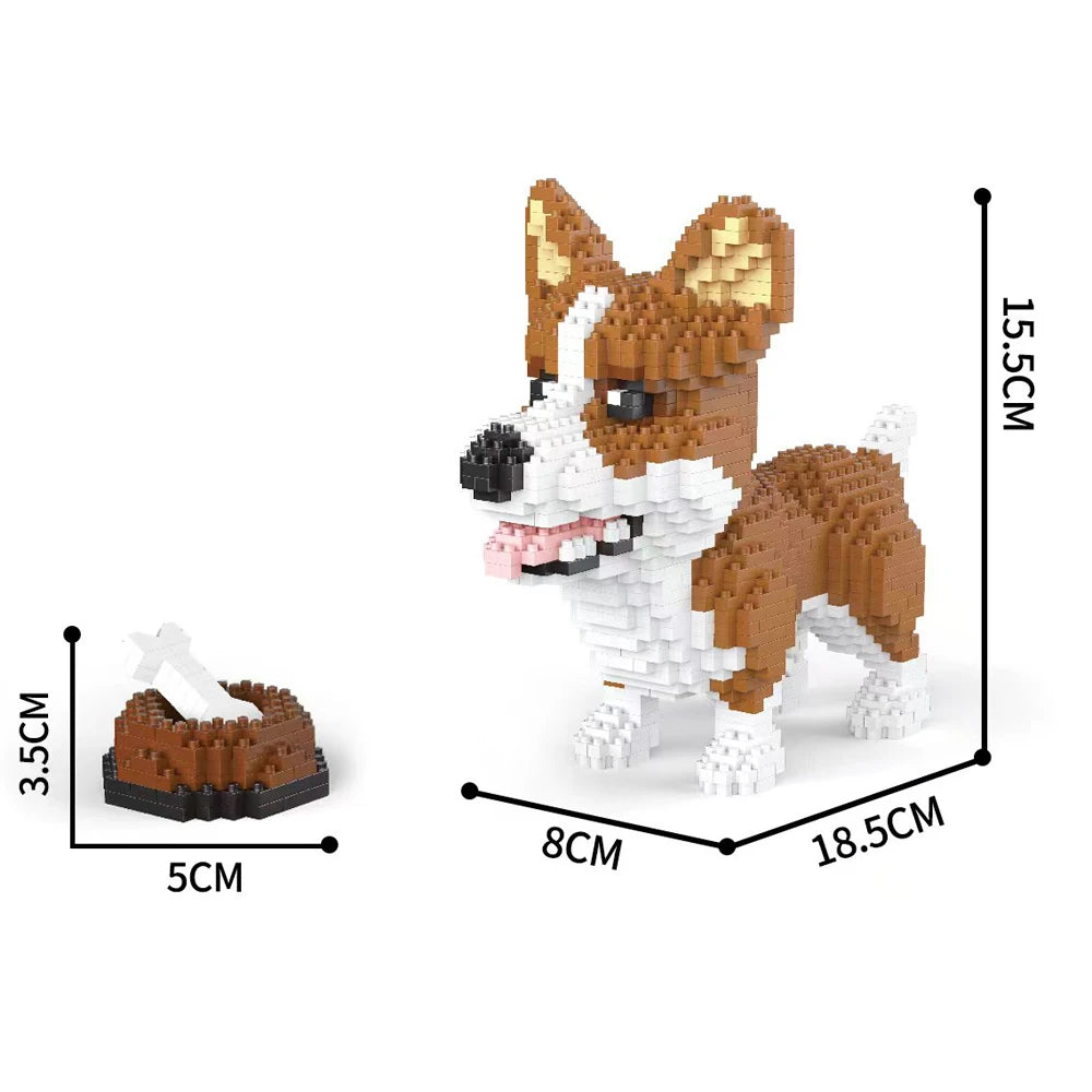 Knew Built Corgi Dog Micro Mini Building Blocks Toys: Adorable Model for Pet Lovers, Recreation, Perfect Display and Gift Idea