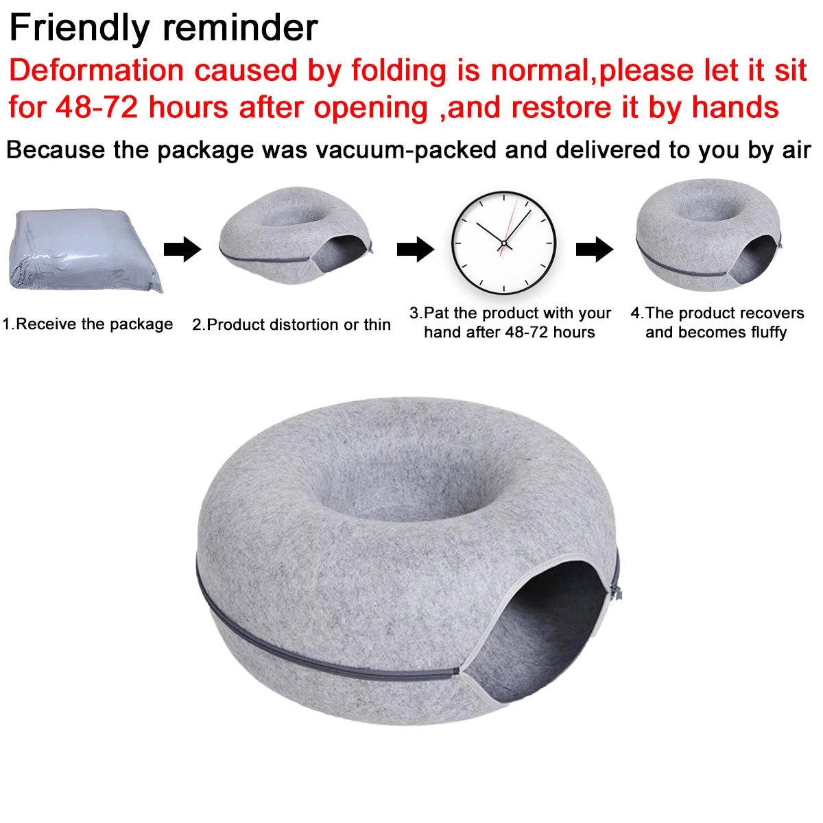 B-Tunnel Donut Cat Bed Interactive Tunnel Pet Felt Indoor Toys Cats House Kitten Training Toy Cat Kennel Cat Accessories