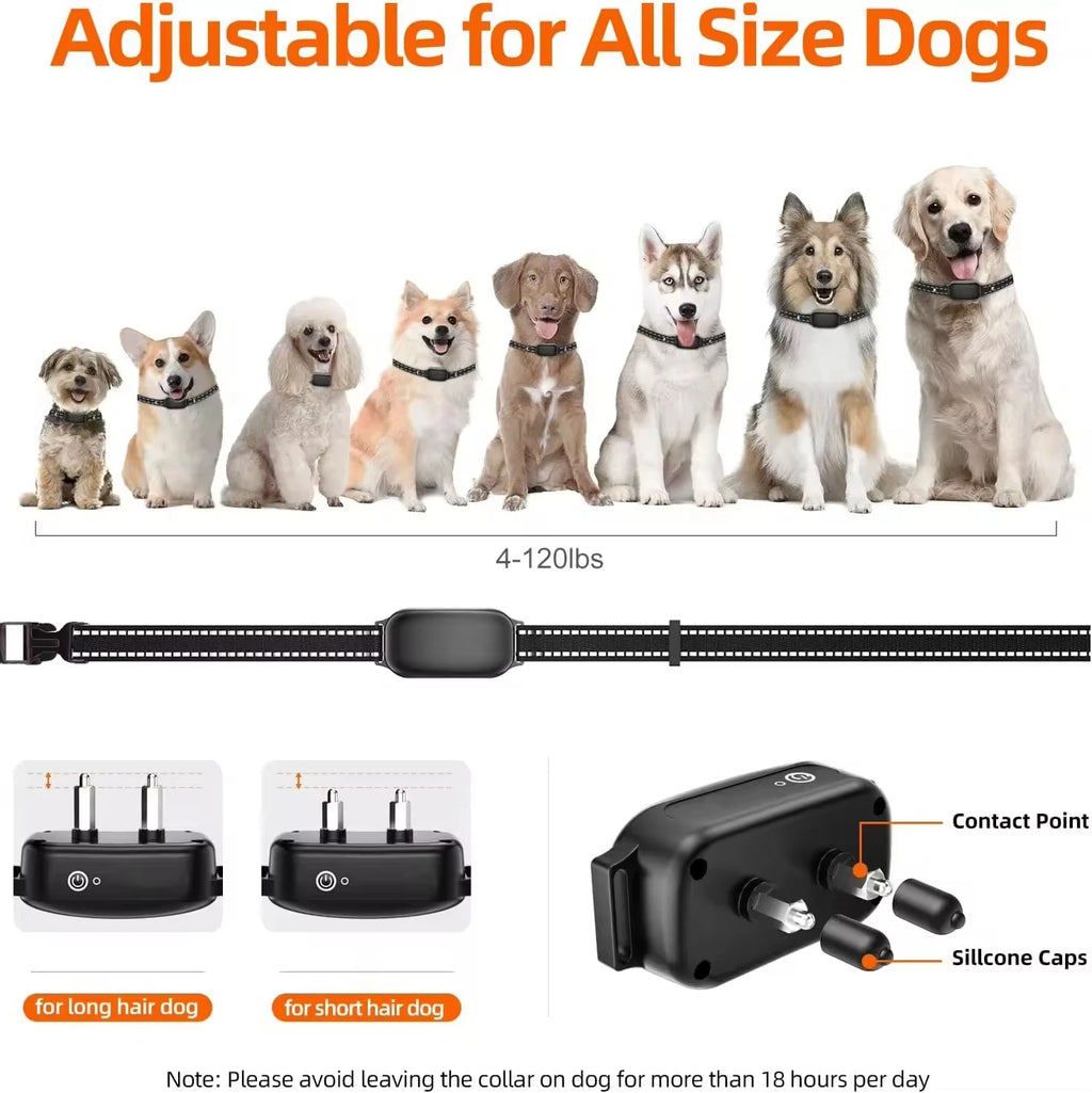 Electric Dog Training Collar Waterproof Dog Bark Collar Pet With Remote Control Rechargeable Anti Barking Device All Size Dogs