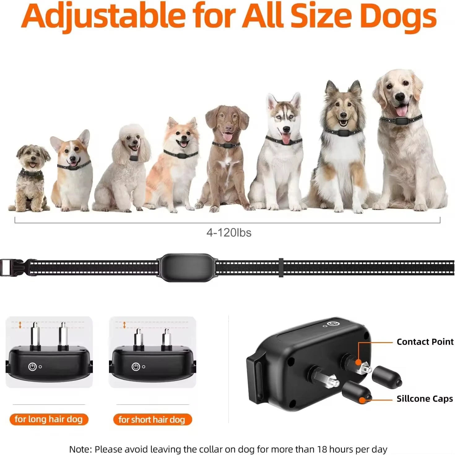 Electric Dog Training Collar Waterproof Dog Bark Collar Pet With Remote Control Rechargeable Anti Barking Device All Size Dogs