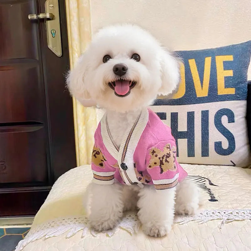 Dog Winter Sweater Knitted Warm Pet Clothes for Small Medium Dogs Chihuahua Puppy Pet Sweaters Yorkshire Cardigan Dog Coat Vest