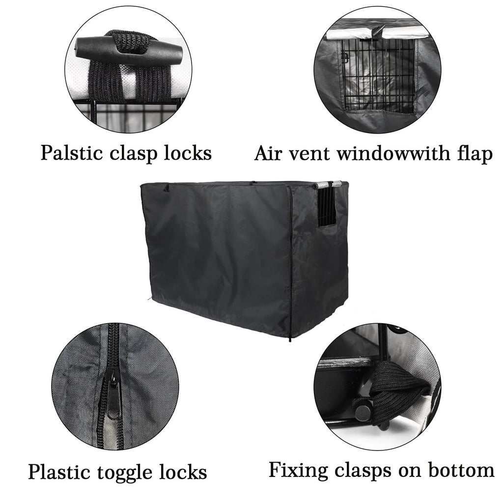 Wire Dog Crate Cover Double Door Privacy Dog Crate Cover 42 Inches Heavy Duty Oxford Fabric Puppy Crate Sunshade For Wire Cage