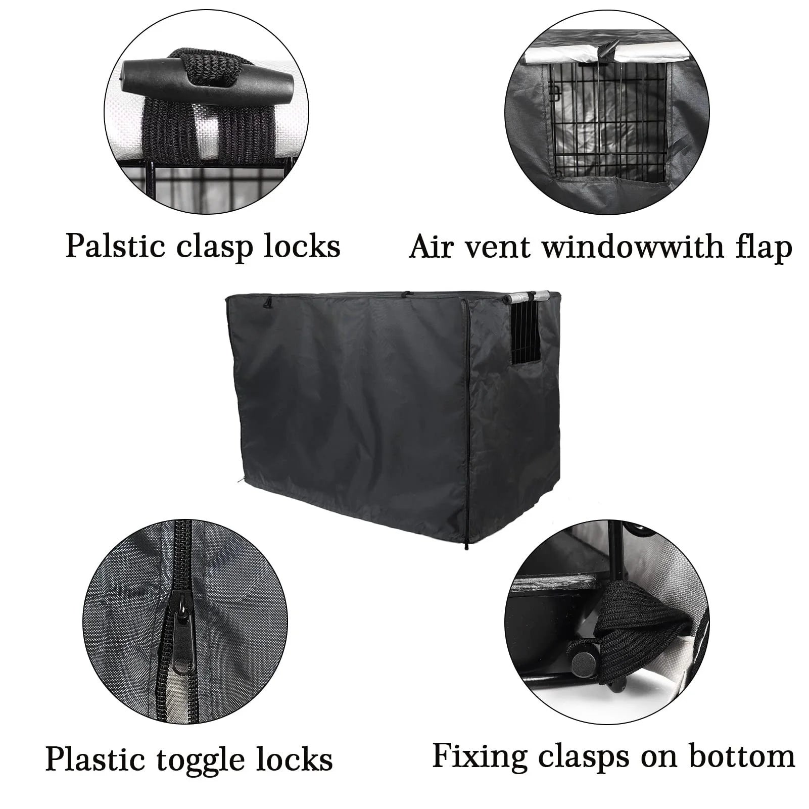 Wire Dog Crate Cover Double Door Privacy Dog Crate Cover 42 Inches Heavy Duty Oxford Fabric Puppy Crate Sunshade For Wire Cage