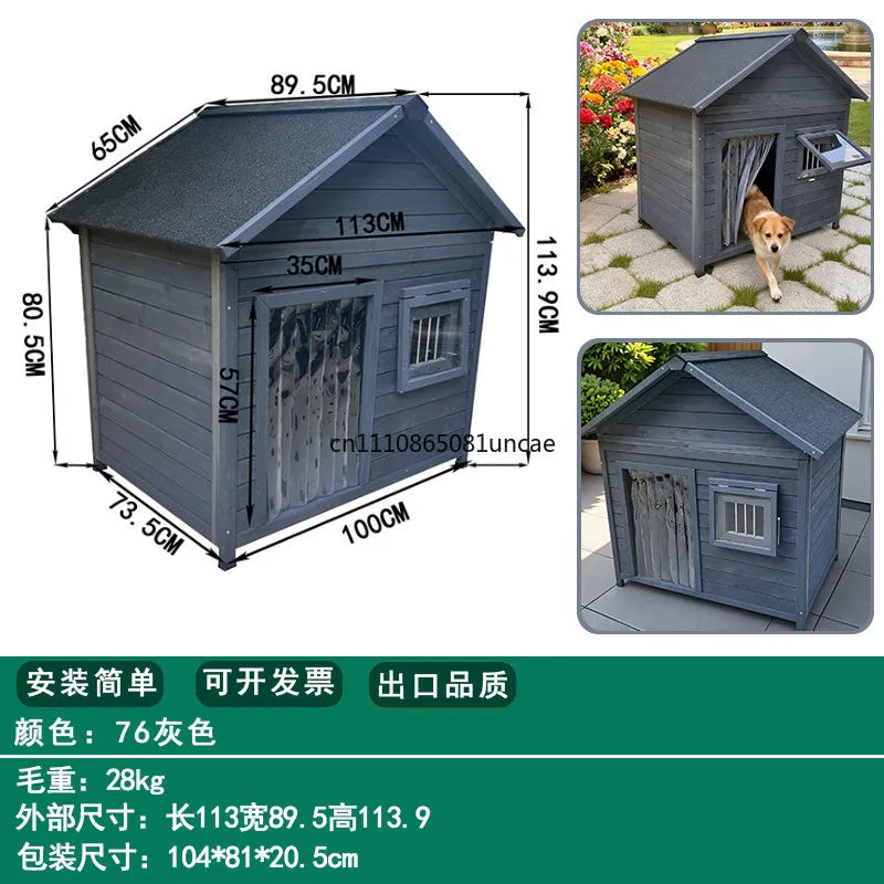 Outdoor Dog House Dog Cage All Seasons Wooden Kennel Outdoor Rainproof Dog House Warm Medium and Large Kennel