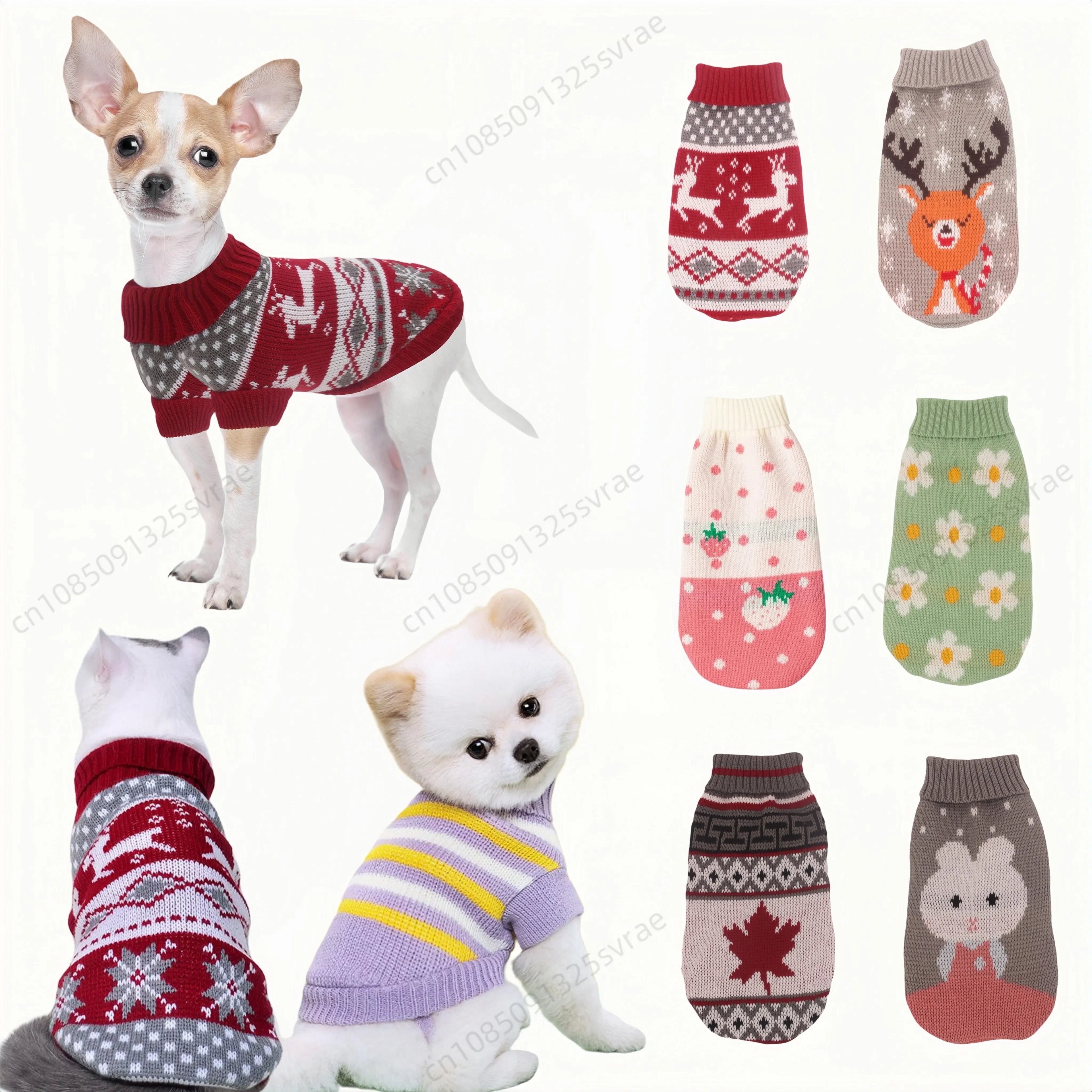 Warm Pet Dog Sweaters Winter Dog Clothes for Small Medium Dogs Knitted Puppy Cat Coat Chihuahua Yorkie French Bulldogs Customes