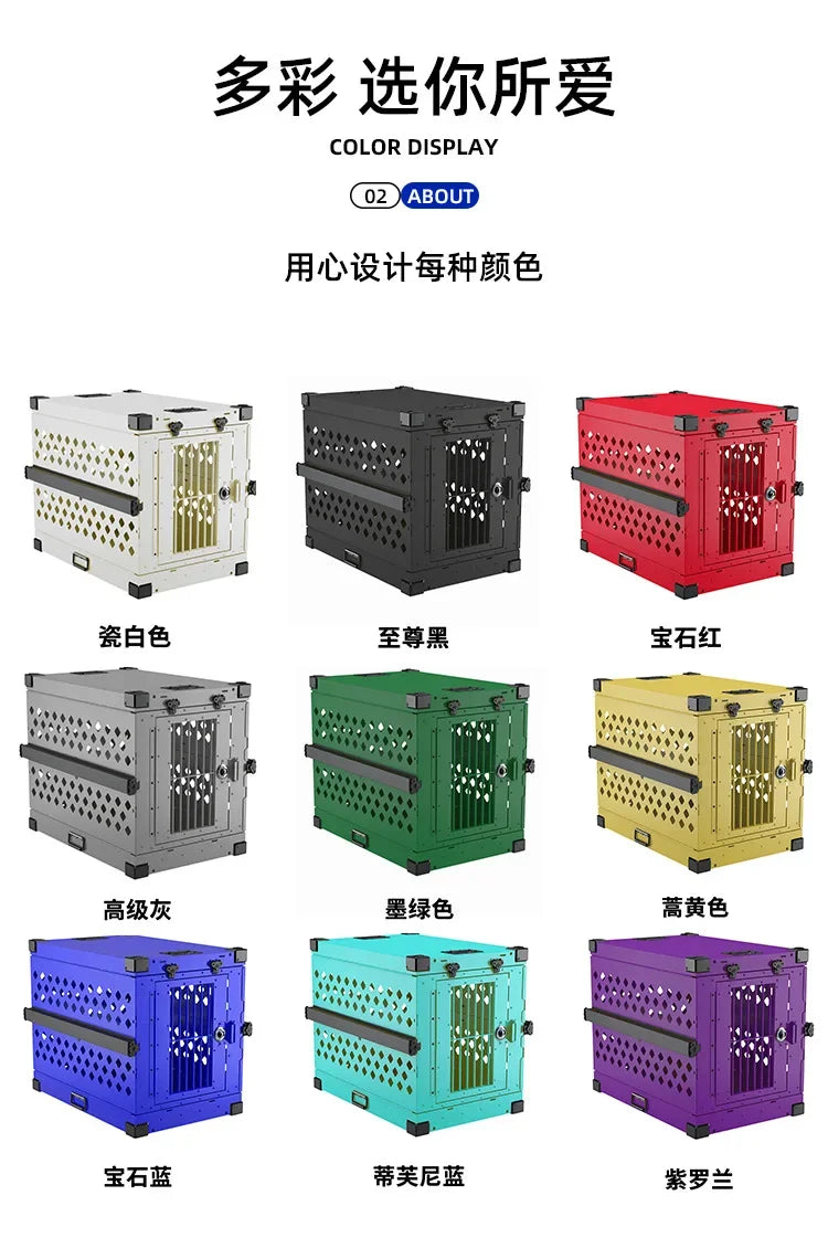 Heavy Duty Fully Collapsible Dog Crate Aluminium Alloy Medium and Large Dogs Dog Crate Folding Pet Car Crate Camping Travel