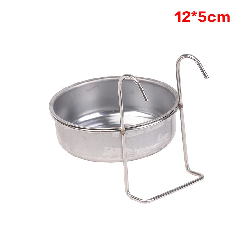 Crate Dog Cat Bowl Stainless Steel Hanging Pet Cage Bowl Food Water Feeder Coop Cup For Cat Puppy Birds Rats 5 Sizes