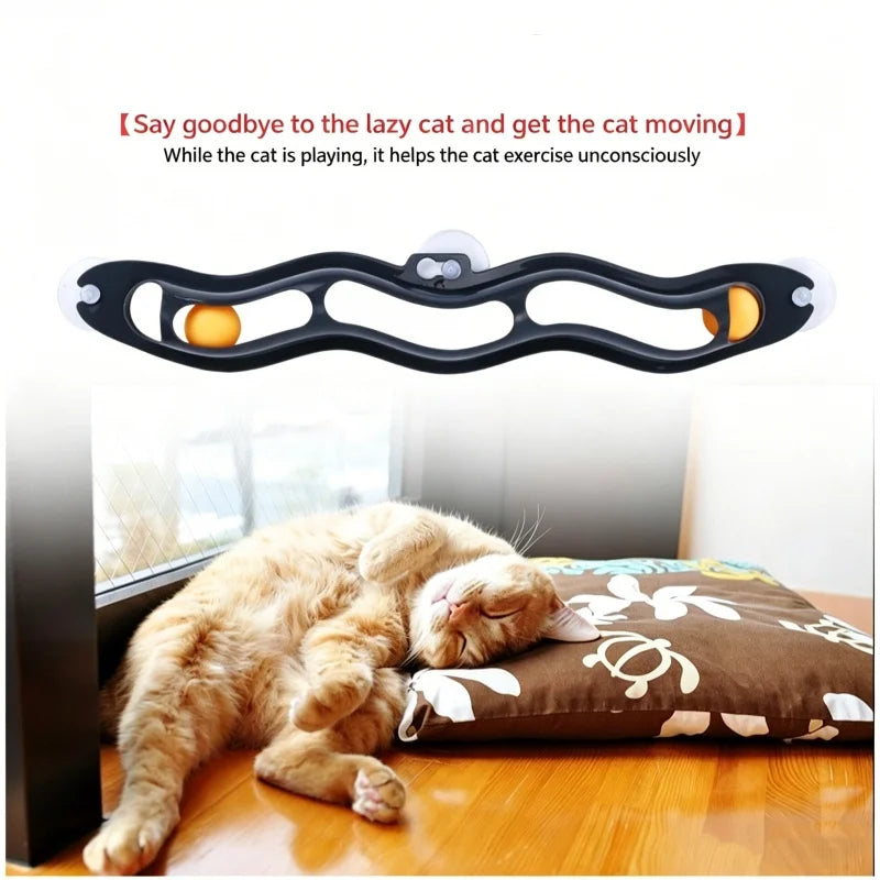 Window Track Cat Toy Interactive Cat Ball Toy with Suction Cup for Indoor Cats Kitten Exercise Play Chase Track Durable Safe