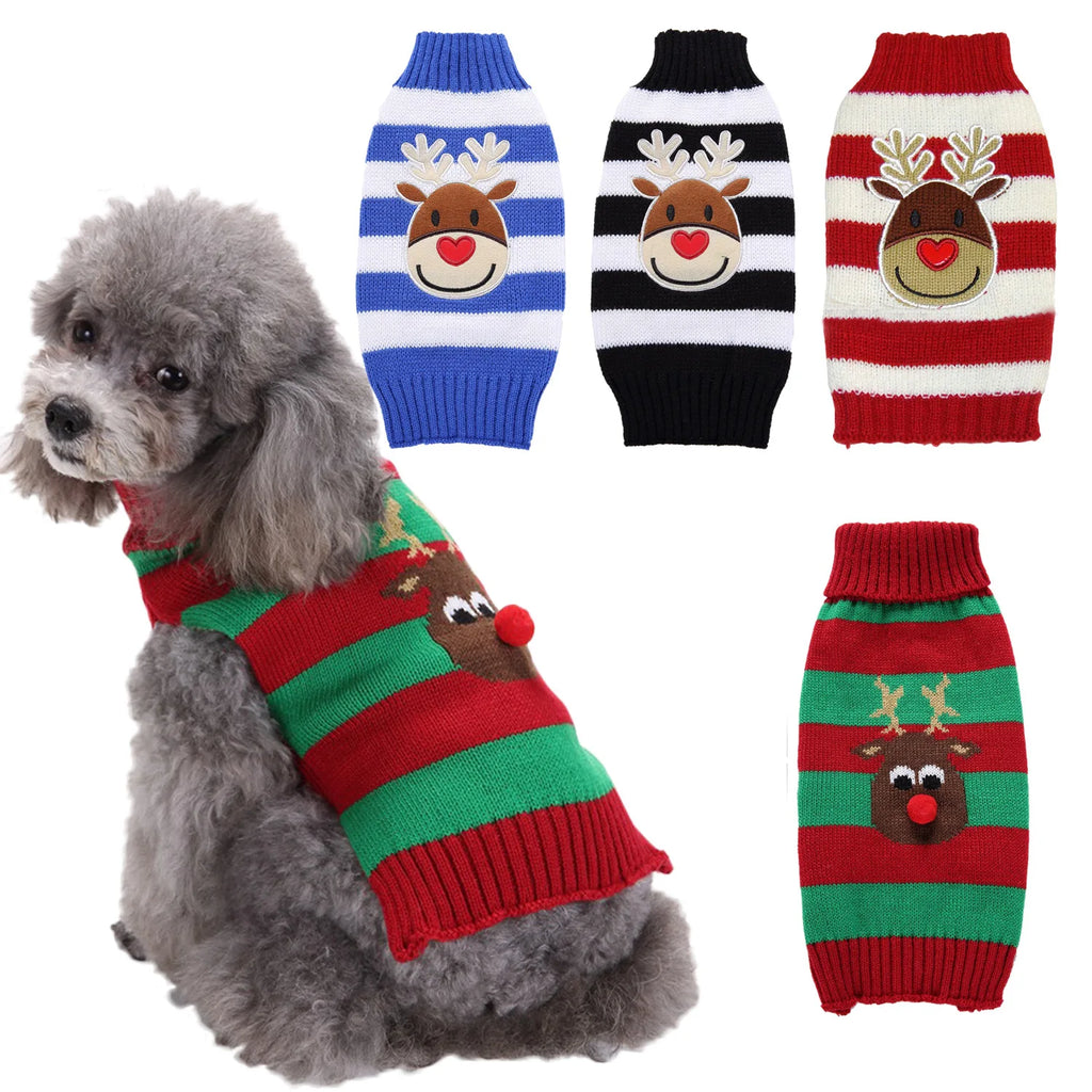 Winter Christmas Dog Sweater Cute Puppy Clothes Bichon Poodle Labrador Golden Retriever Warm Acrylic Knit Outfit Dog Sweaters