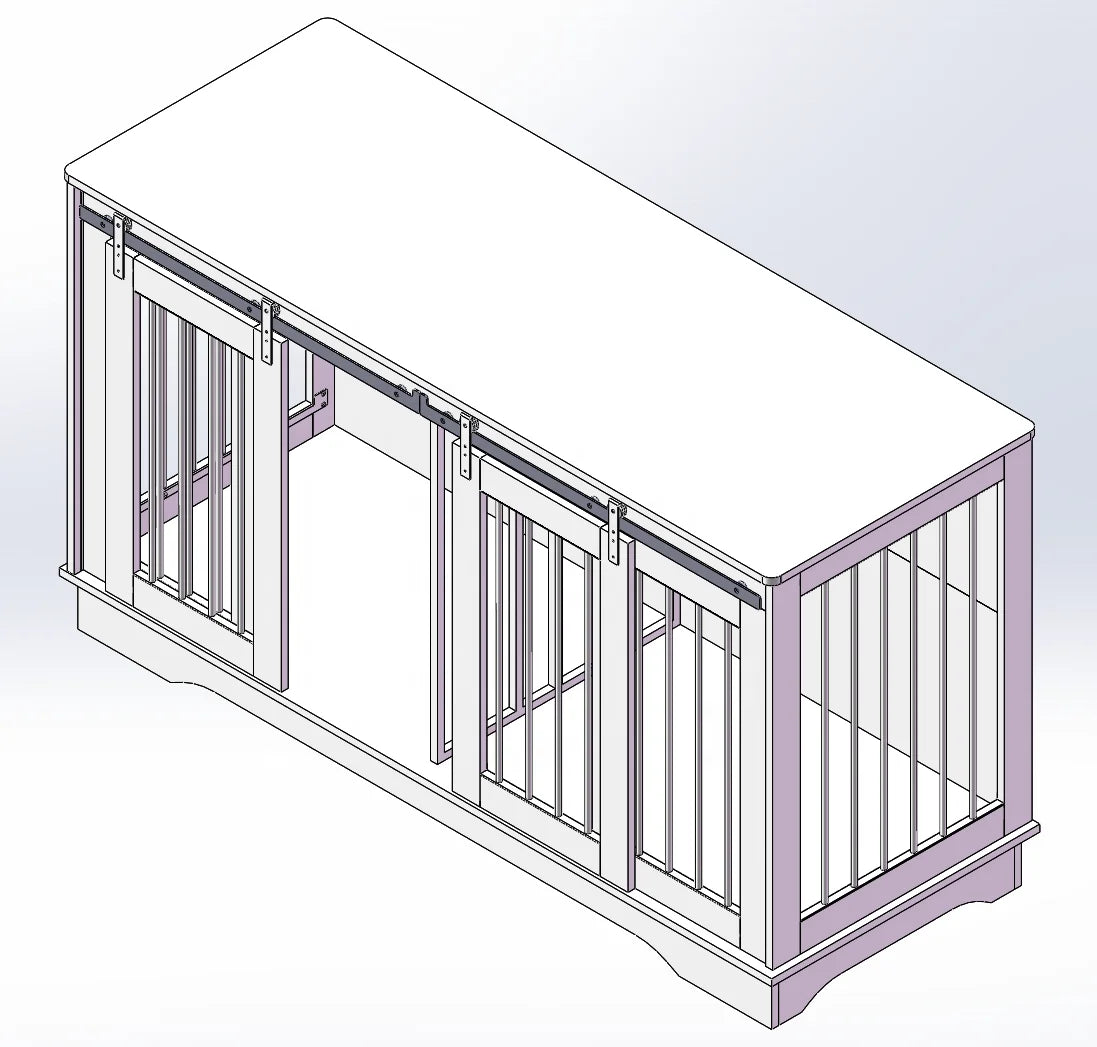 Large Dog Crate Furniture For 2 Dog Wood Dog Crate Cage Furniture With Removable Divider Sliding Door TV Stand Indoor Kennel