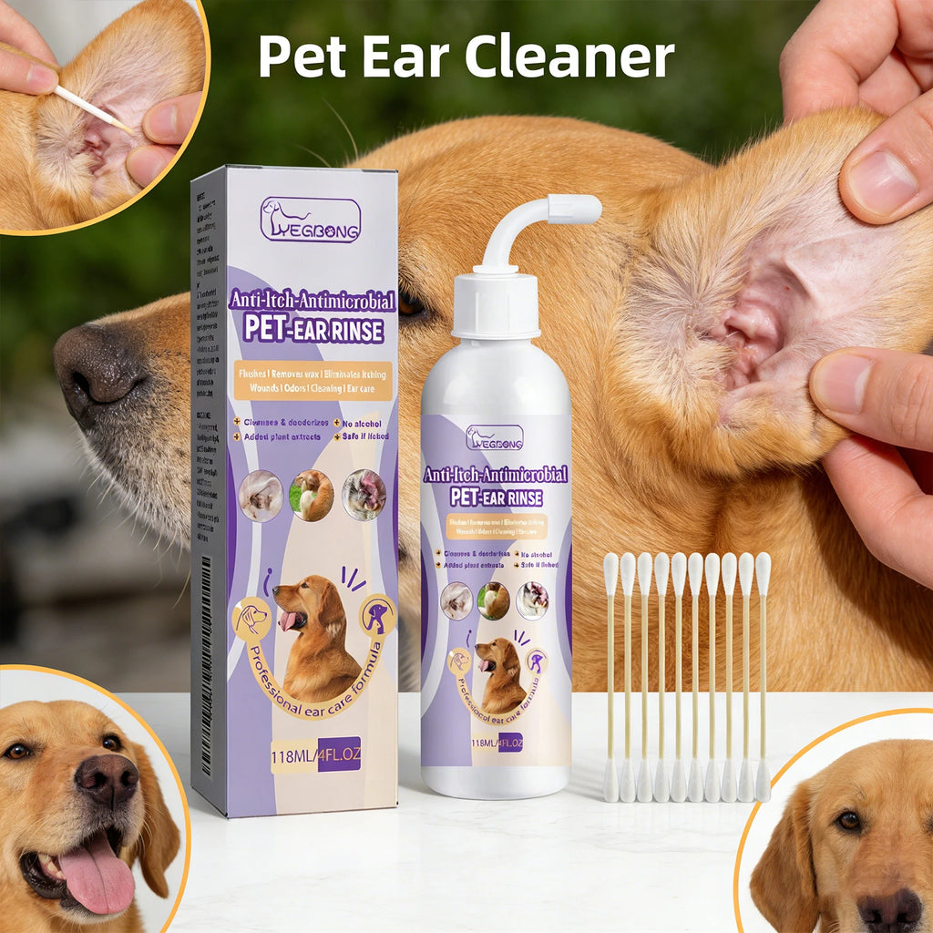 Pet Ear Cleaner For Dogs Cats Relieve Odor Remove Ear Wax Gentle Cleaning Drops Prevents Itching Infection Inflammation Control
