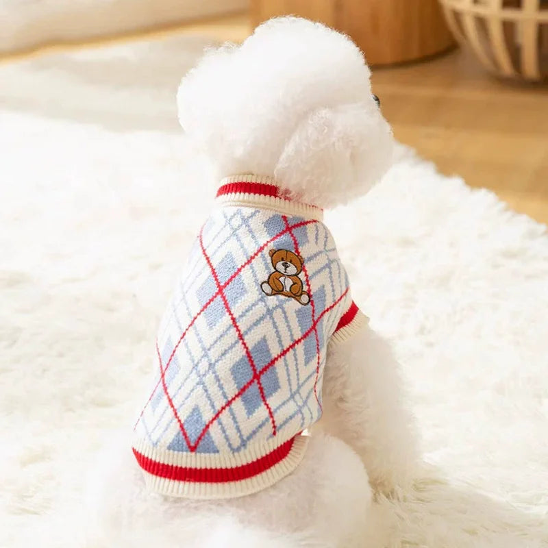 Dog Winter Sweater Knitted Warm Pet Clothes for Small Medium Dogs Chihuahua Puppy Pet Sweaters Yorkshire Cardigan Dog Coat Vest