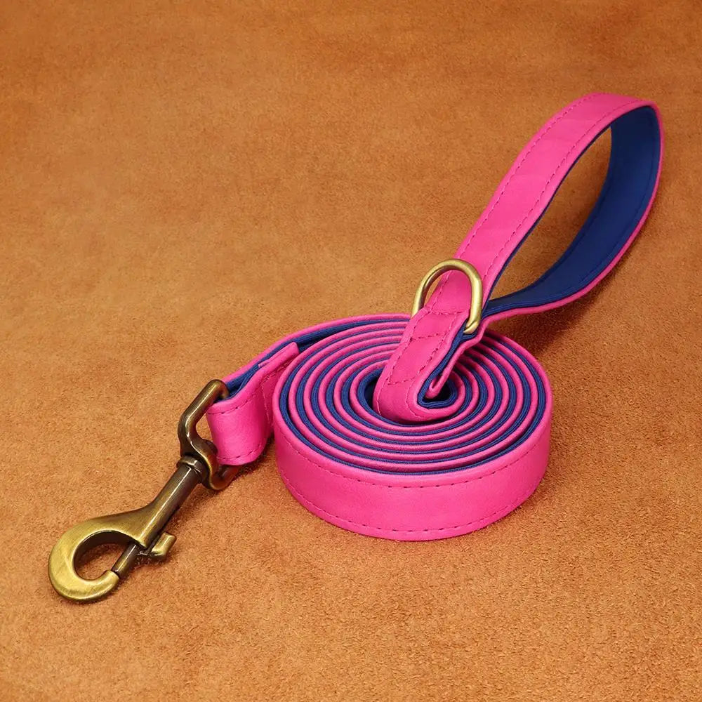 5ft PU Leather Dog Leash 2 Layer Soft Leather Dog Leash Pet Walking Training Leads Durable for Small Medium Large Dogs Pitbull