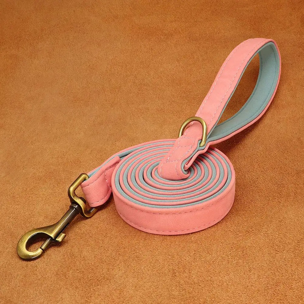 5ft PU Leather Dog Leash 2 Layer Soft Leather Dog Leash Pet Walking Training Leads Durable for Small Medium Large Dogs Pitbull