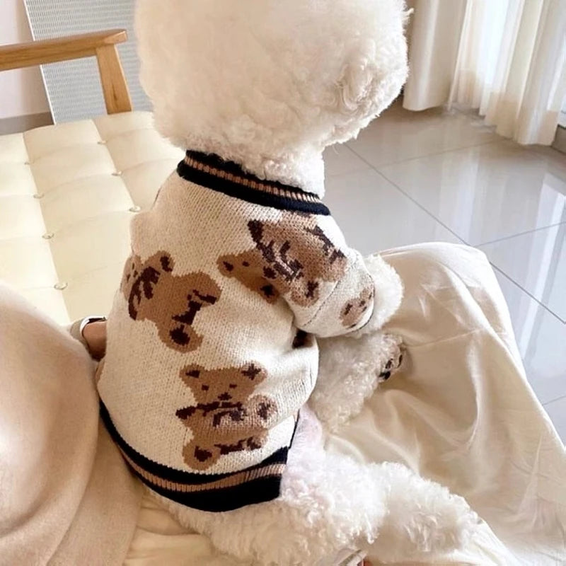 Dog Winter Sweater Knitted Warm Pet Clothes for Small Medium Dogs Chihuahua Puppy Pet Sweaters Yorkshire Cardigan Dog Coat Vest