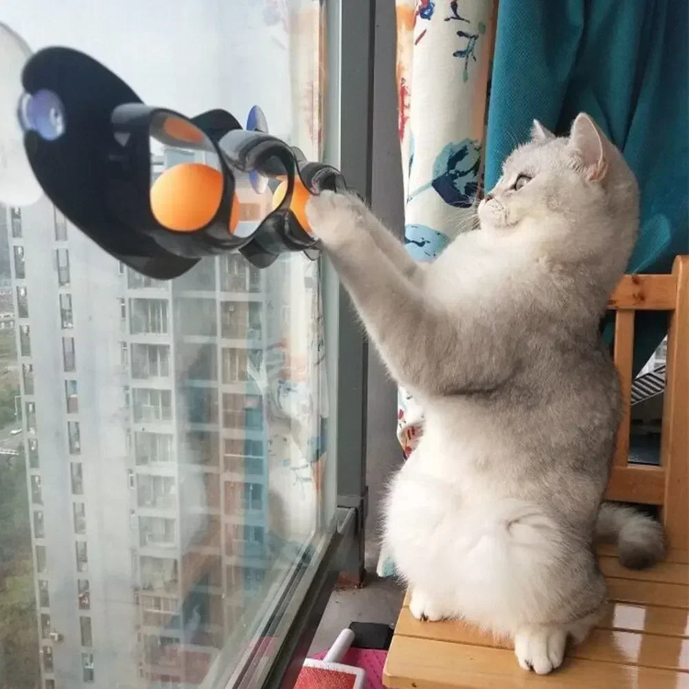 Window Track Cat Toy Interactive Cat Ball Toy with Suction Cup for Indoor Cats Kitten Exercise Play Chase Track Durable Safe