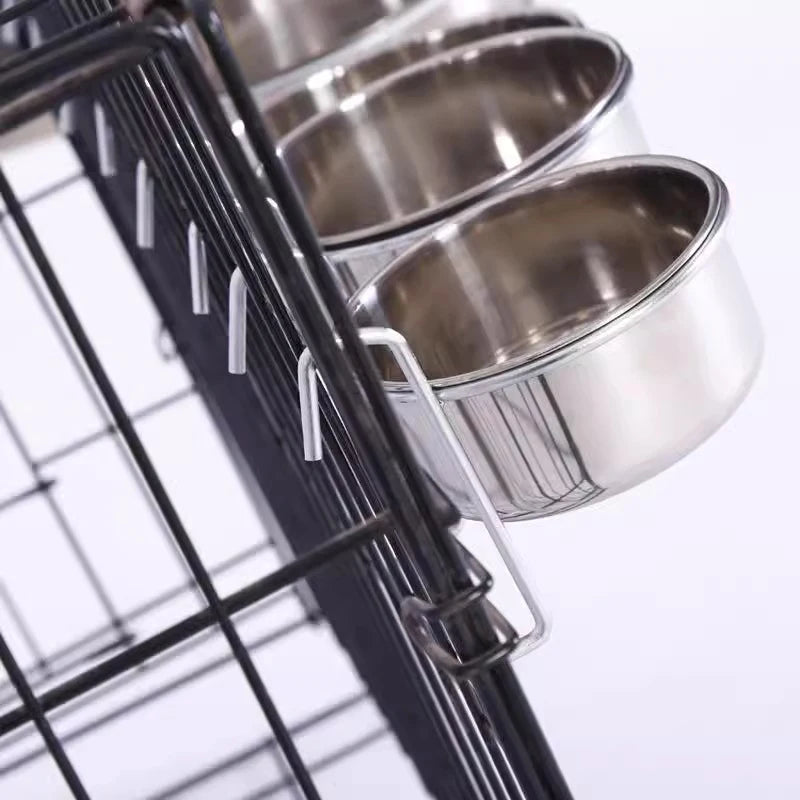 Crate Dog Cat Bowl Stainless Steel Hanging Pet Cage Bowl Food Water Feeder Coop Cup For Cat Puppy Birds Rats 5 Sizes