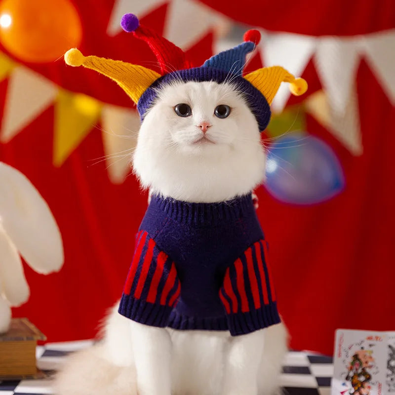 Cute Pet Dog Sweater Winter Dog Cat Warm Clothes Palid Puppy Coat Chihuahua Bichon Clothing Sweaters and Hat Set Dog Costume