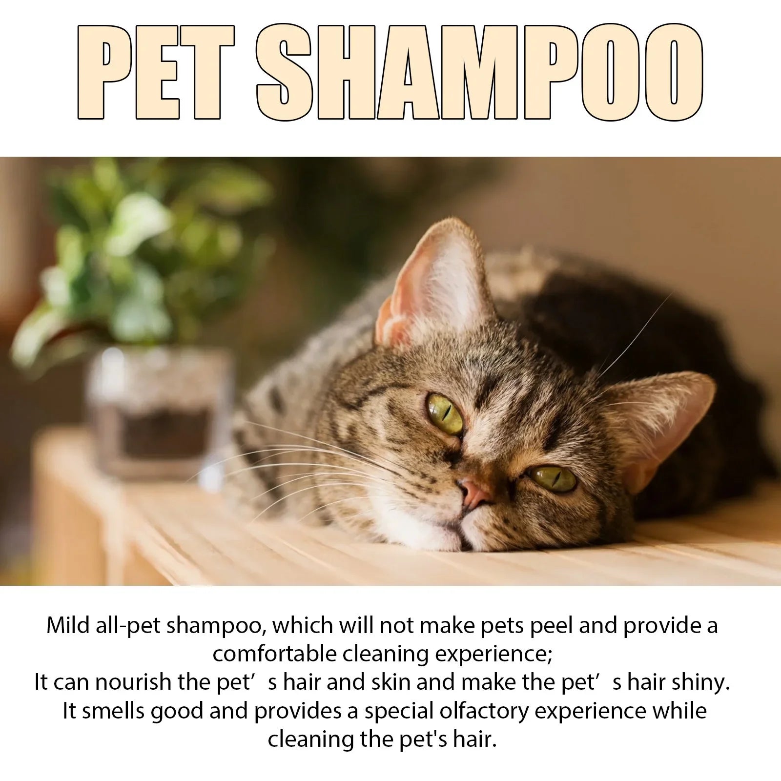 Pet Shampoo Cats and Dogs Gentle Cleansing Natural Formula Smooth Non Tangling Fur Fragrance Moisturizing Pet Grooming Supplies