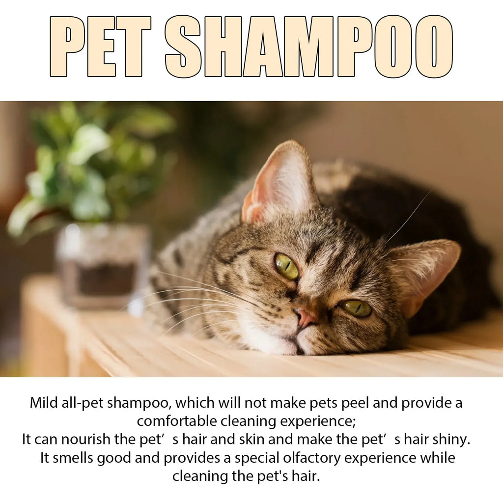 Pet Shampoo Cats and Dogs Gentle Cleansing Natural Formula Smooth Non Tangling Fur Fragrance Moisturizing Pet Grooming Supplies