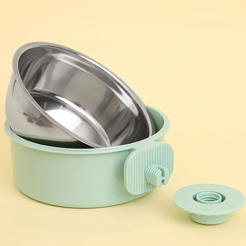 Dog Crate Food and Water Bowl Small Pet Hanging Kennel Removable Dish Feeding Cup No Spill with Holder for Medium Large