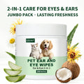 Pet Wipes for Dogs & Cats Eye & Ear 2 in 1 Gentle Non-irritating Grooming Wipes Deep Cleansing Soothing for Sensitive Pet Skin
