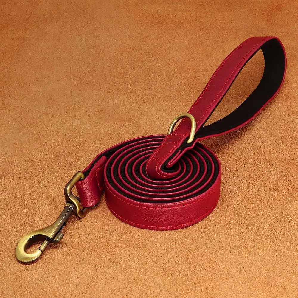 5ft PU Leather Dog Leash 2 Layer Soft Leather Dog Leash Pet Walking Training Leads Durable for Small Medium Large Dogs Pitbull