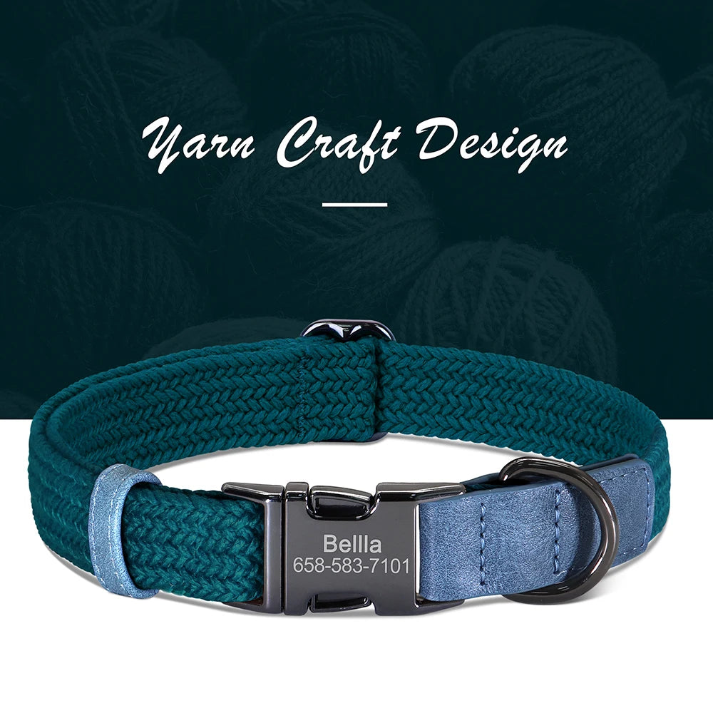 Custom Dog Collar Dog Durable Nylon Dog Collars Free Engraved Pet Name Buckle Necklace Adjustable for Small Medium Large Dogs