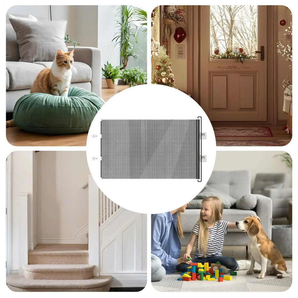 Dog Gate Retractable Cat Safety Barrier Indoor Retractable Stair Barrier No drilling required for Office Doorways Hallway Stairs