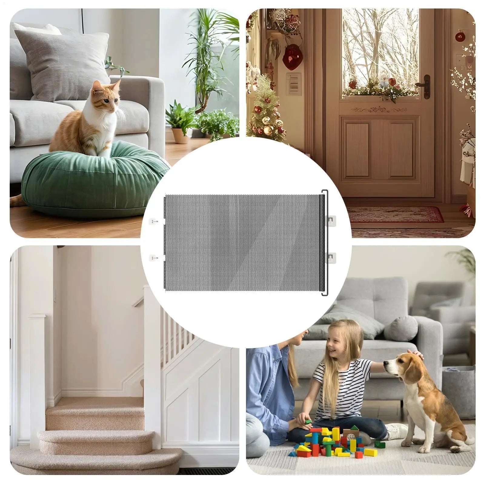 Dog Gate Retractable Cat Safety Barrier Indoor Retractable Stair Barrier No drilling required for Office Doorways Hallway Stairs