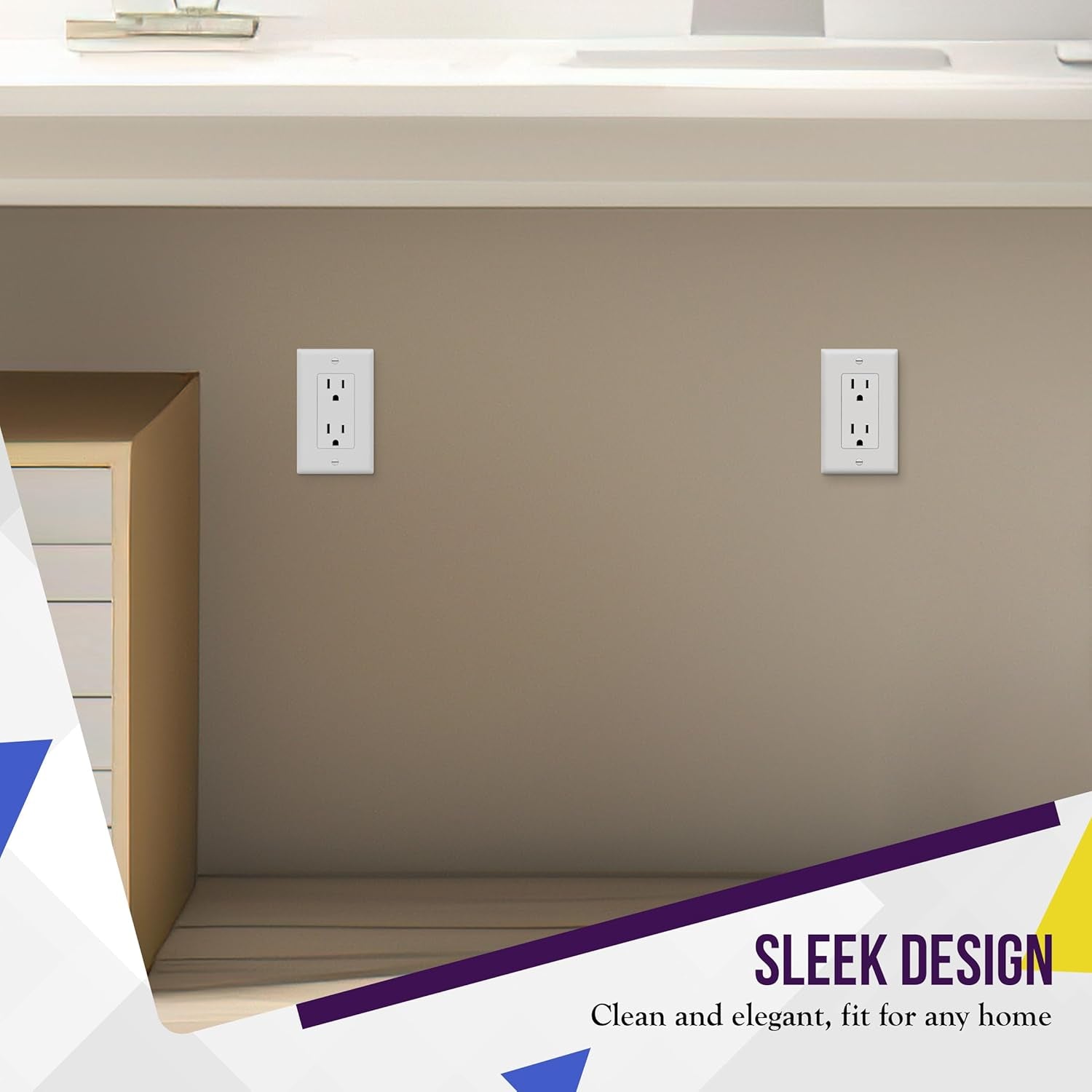 Decorator Light Switch or Receptacle Outlet Wall Plate, Gloss Finish, Size 1-Gang 4.50" X 2.76", Unbreakable Polycarbonate Thermoplastic, UL Listed, , White