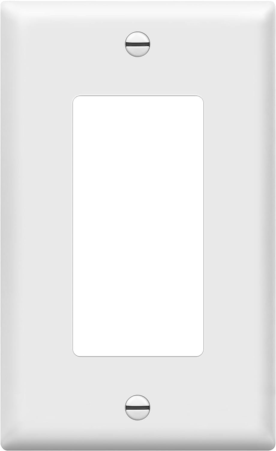 Decorator Light Switch or Receptacle Outlet Wall Plate, Gloss Finish, Size 1-Gang 4.50" X 2.76", Unbreakable Polycarbonate Thermoplastic, UL Listed, , White