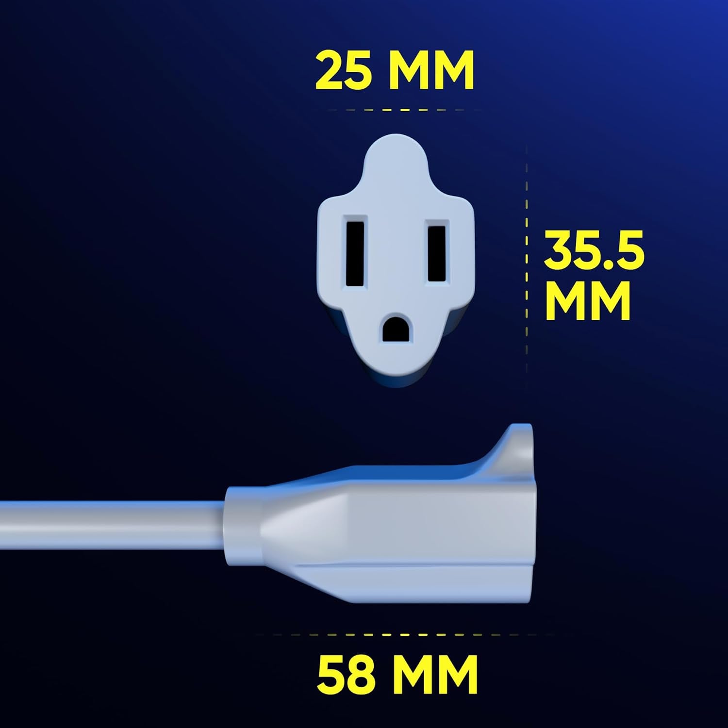 Extension Cord 1 Foot White Flat Plug, 360° Rotating Short Power Cord Single Outlet, Indoor 16 Gauge 3 Prong Grounded Wire UL Listed (1Ft White)