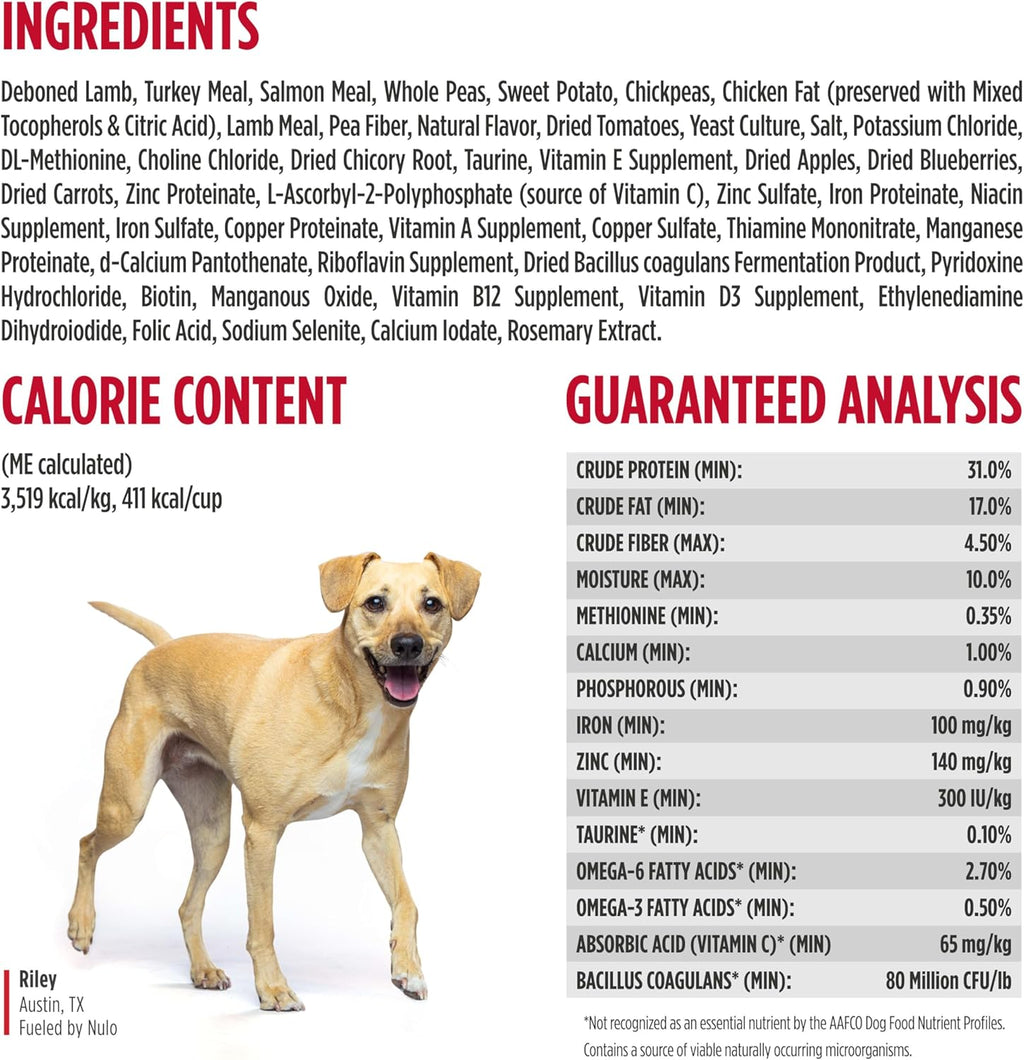 Adult Dog Food: Grain Free, All Natural Dry Pet Kibble for Large and Small Breed Dogs - Lamb, Salmon, or Turkey Recipe