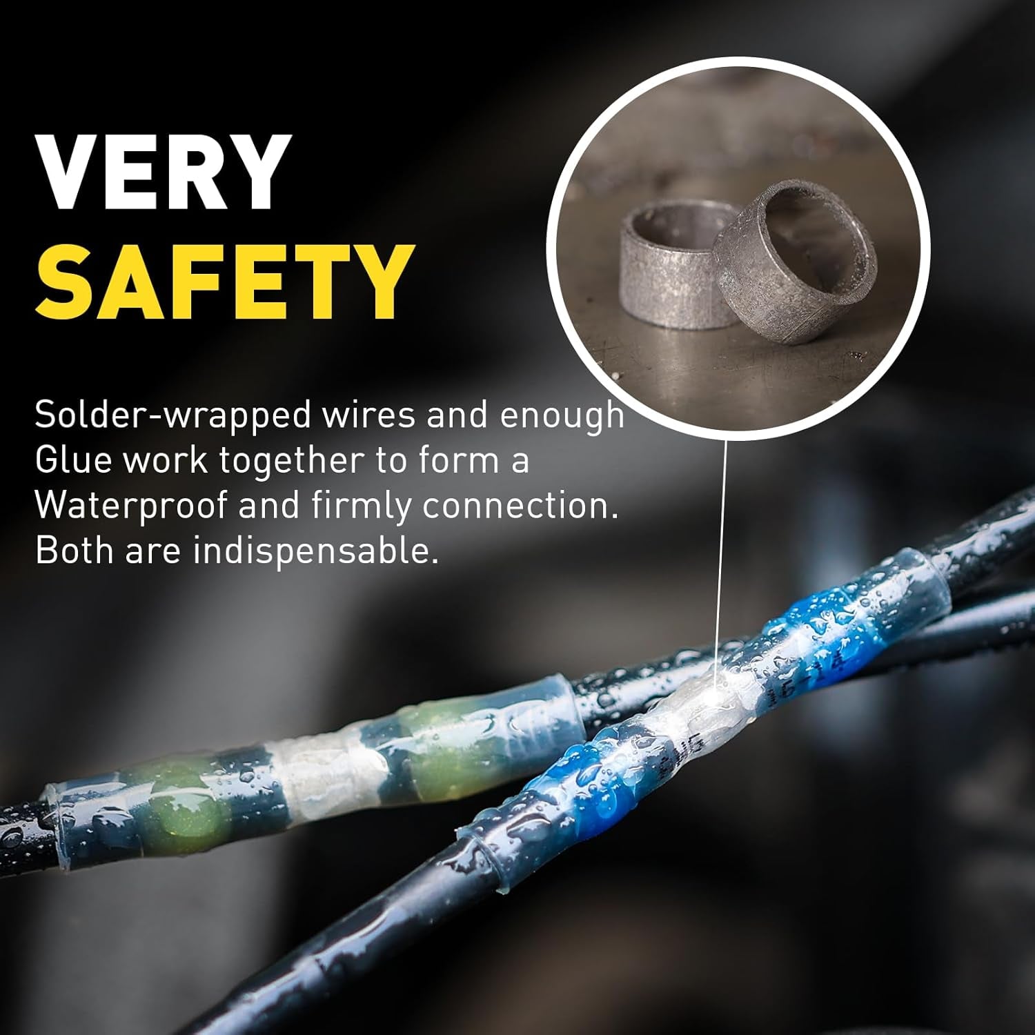 300PCS Solder Seal Wire Connectors- Marine Grade Heat Shrink Wire Connectors-Heat Shrink Butt Connectors-Self Solder for Marine,Stereo(30Yellow 70White 100Red 100Blue) Solder Sleeve